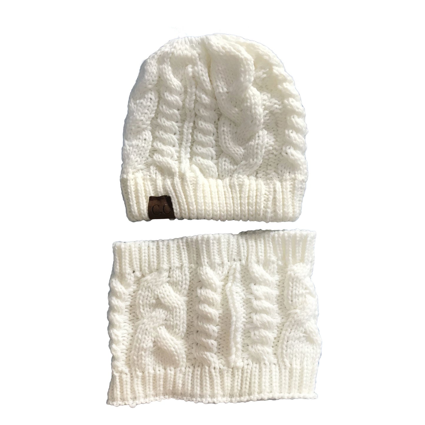 Autumn/Winter Knitted Ponytail Hat & Scarf Set For Women