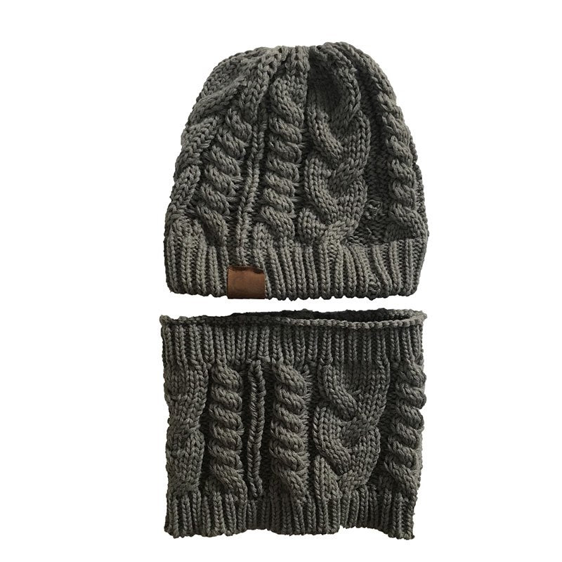 Autumn/Winter Knitted Ponytail Hat & Scarf Set For Women