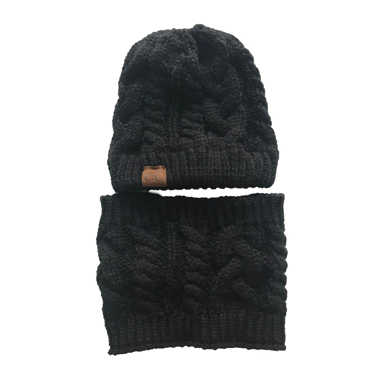 Autumn/Winter Knitted Ponytail Hat & Scarf Set For Women